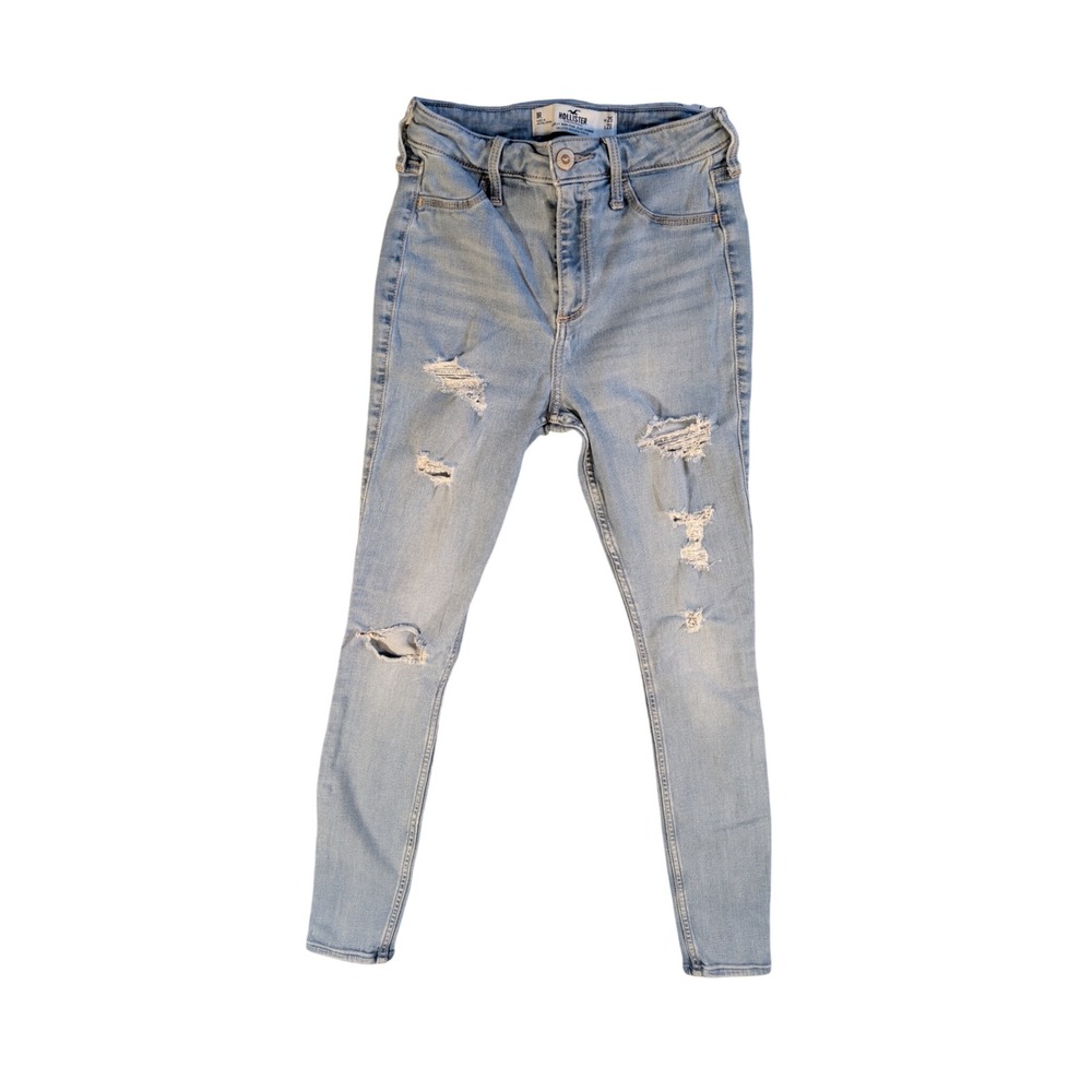 Hollister Women's Curvy High-Rise Jean Legging Distressed Light Wash Denim Sz 1R